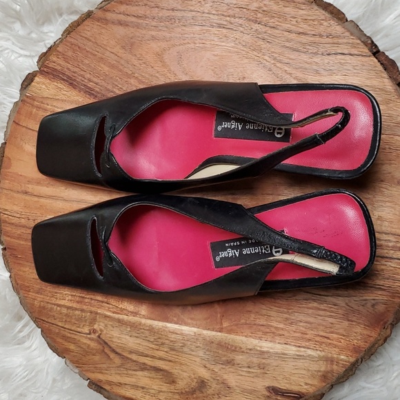 Etienne Aigner Black Leather Slingbacks Heels Size 8.5 M - Picture 3 of 8